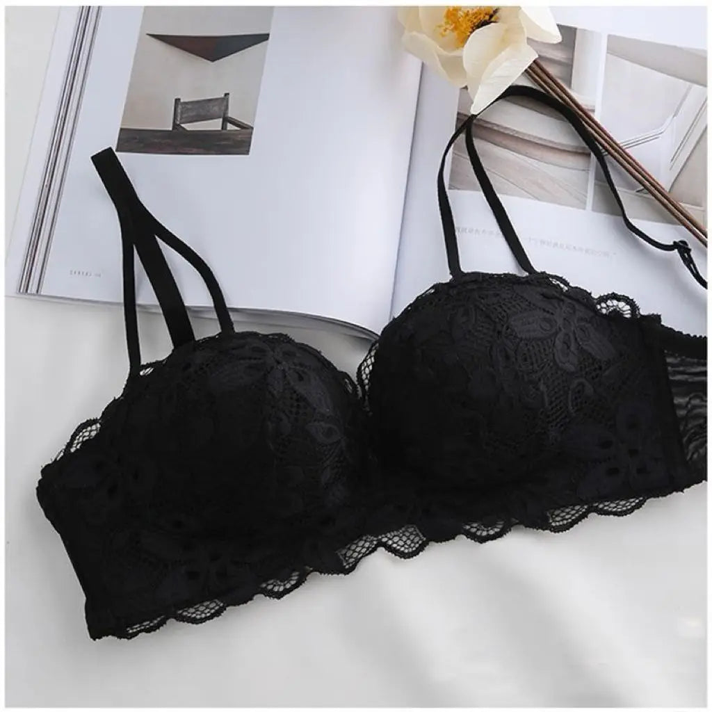 Lace Floral Embroidery Sexy Bra Comfortable Adjustable Women Underwear 3/4 Cup Wireless Girl Brassiere Bralette