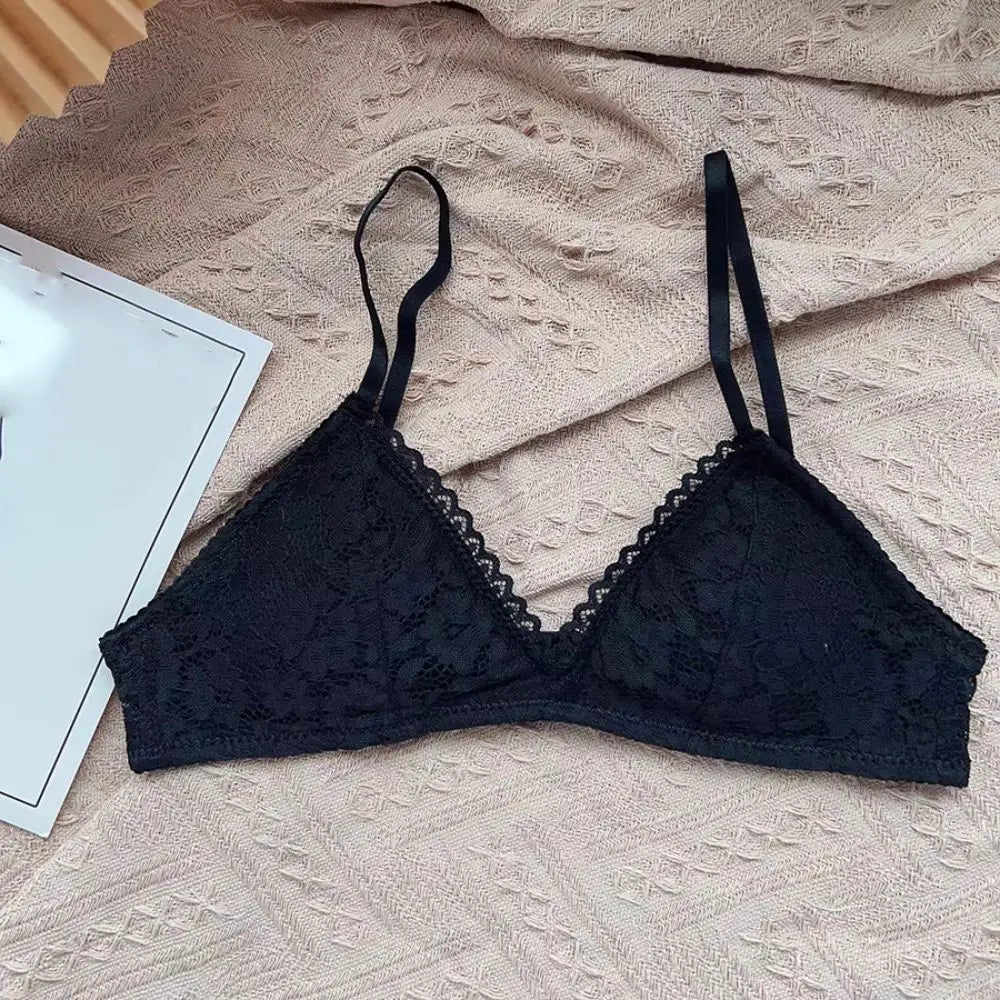 Breathable Sweet Wireless Deep V Bra Shockproof Anti-sagging Underwear for Women Thin Lingerie Lace Push Up Bra Girls