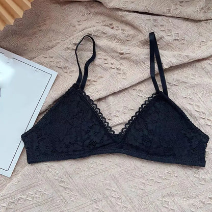 Breathable Sweet Wireless Deep V Bra Shockproof Anti-sagging Underwear for Women Thin Lingerie Lace Push Up Bra Girls