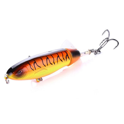 1pcs 10cm 14cm Topwater Spinner Fishing Lure Popper Artificial Pencil Hard Bait Propeller Rotating Tail Fishing Tackle Swimbait