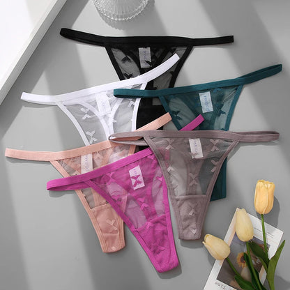 2PCS/Set Mesh G-String Women's Panties Transparent Underwear Women Seamless Thong Female Underpants Intimates Lingerie S-XL