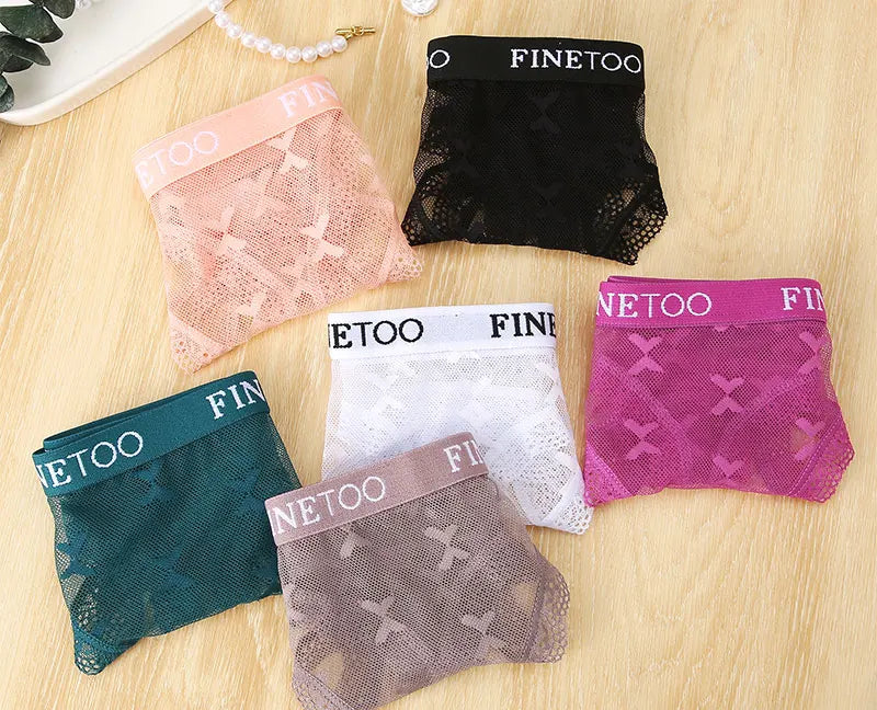 FINETOO Sexy Lace Thong Panties for Women Floral Low Waist Hollow Out Transparent G-String Solid Color Comfort Female Lingerie