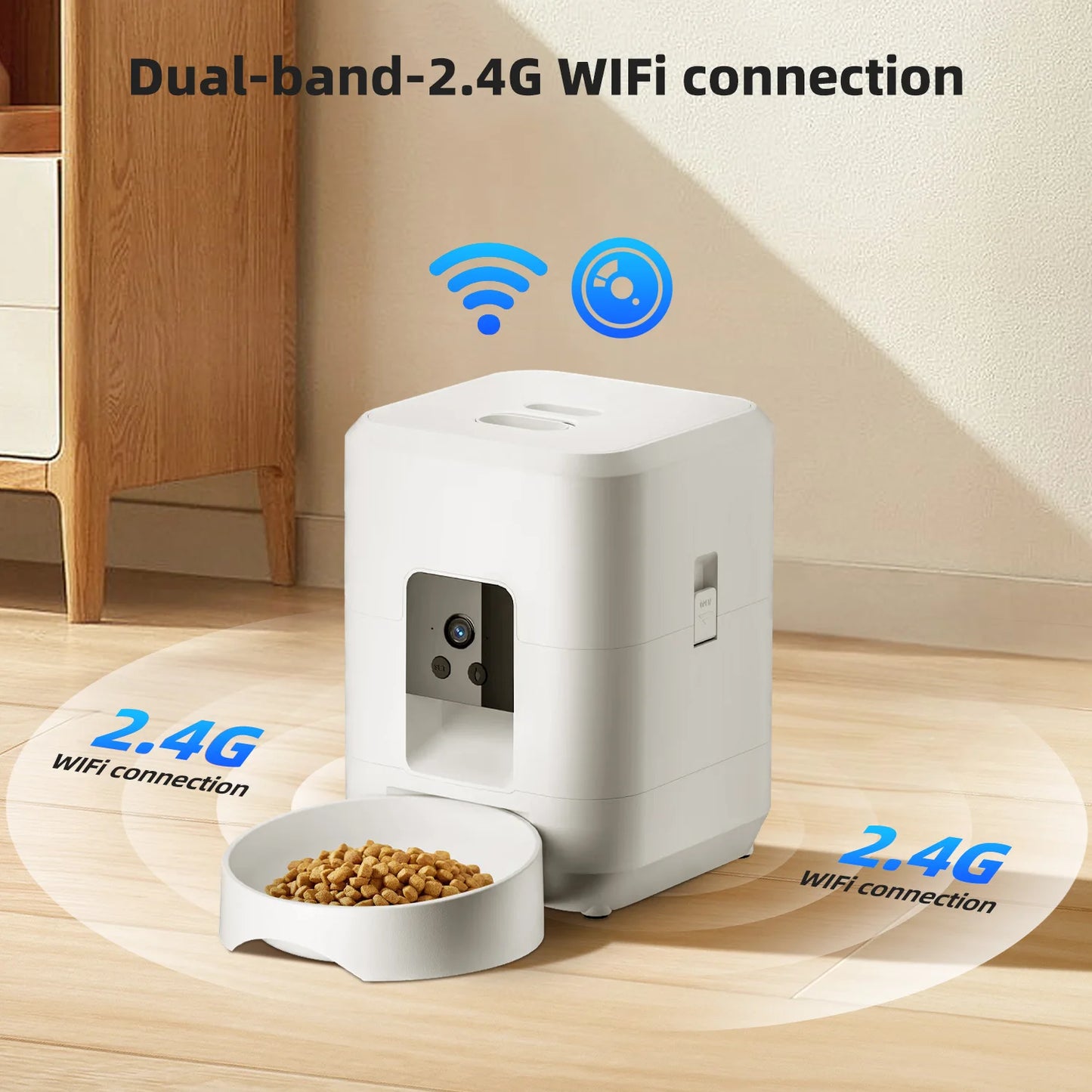 Cat Automatic Feeder With Camera, Video Dog Automatic Feeder, APP Controlled Feeding Smart Pet Feeder, 2L Cat Food Distributor