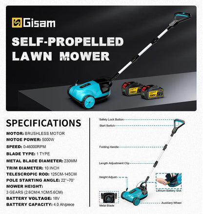 Gisam elektrisk gräsklippare 46000RPM 5000W sladdlös grästrimmer