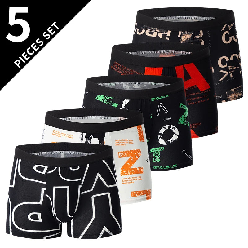 Herr Boxershorts 4/5-pack – Tryckta Plus Size Europeisk Storlek, Dubbel Användning Badshorts