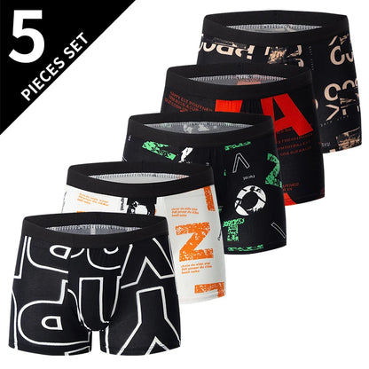 Herr Boxershorts 4/5-pack – Tryckta Plus Size Europeisk Storlek, Dubbel Användning Badshorts