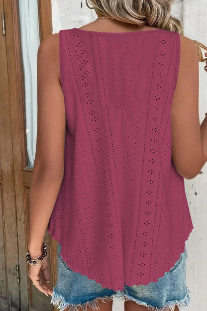 Plus Size Curved Hem Tank Top, Casual Crew Neck Sleeveless Tank Top For Summer, Women's Plus Size Clothing