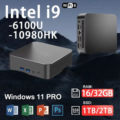 New MINI PC Windows 11 Pro Core i9 10980HK 32GB RAM 1TB 2TB SSD WIFI 6 BT5.2 4K HD Mini Gaming Office Study Pc