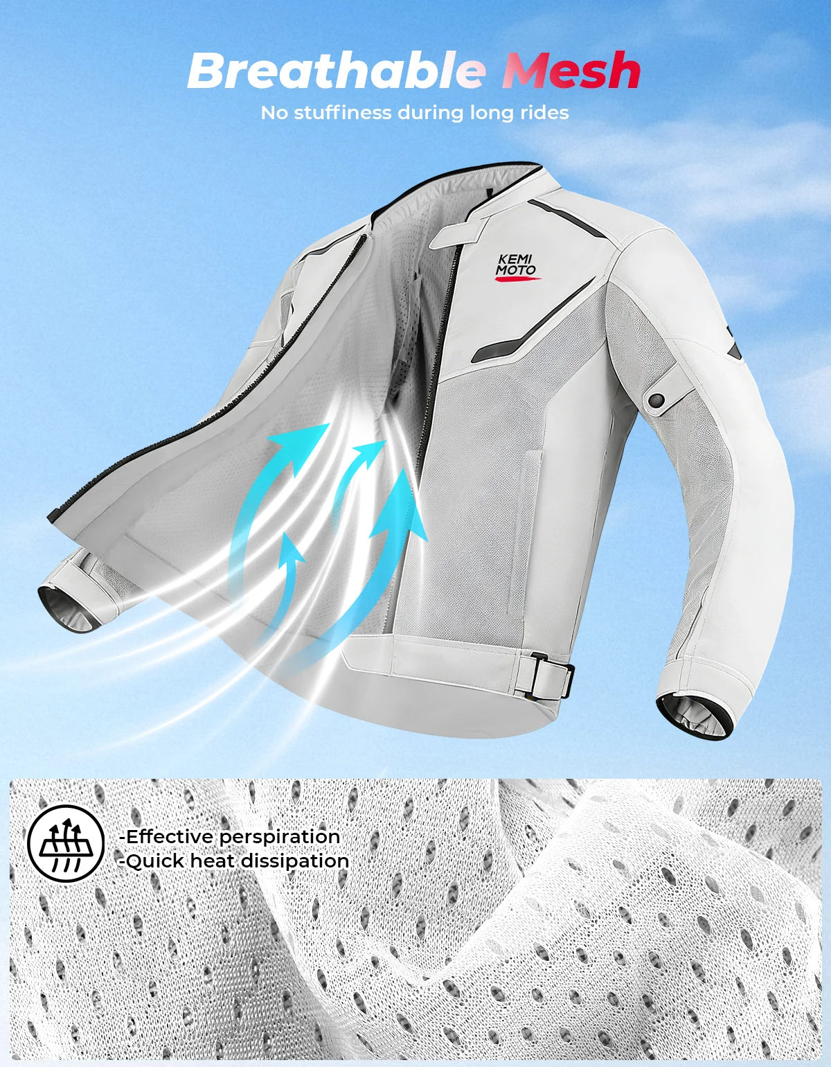 KEMIMOTO Men's Motorcycle Jacket Summer Soft Mesh  CE Certified Protector Gear Breathable Riding Cycling Outfit