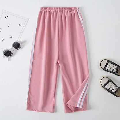 Summer CHILDREN'S Thin Wide-leg Pants Boys and Girls Color Leisure Sports Straight Pants Comfortable Pants.