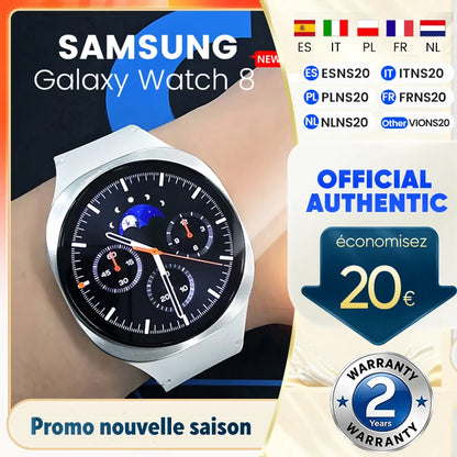 Samsung Galaxy Watch 8 Smartklocka – Super AMOLED, GPS, Hälsomätning, Sömnapné-detektering, 44mm