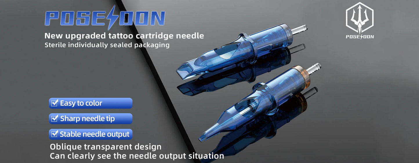 POSEIDON PRO MAX 50PCS Mixed Professional Tattoo Cartridge Needles with Membrane Safety Cartridges Disposable Tattoo Needle