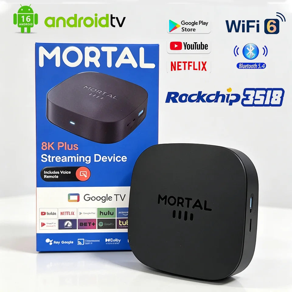 New 2026  Android TV Box T1+ Rockchip RK3518 Android 14 8GB RAM 128GB ROM WiFi 6 BT 5.4 Dual UI 8K Ultra HD Smart Media Player