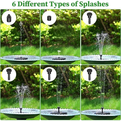 Soldriven Fontänpump för Trädgård och Fågelbad – 6 Munstycken, 1W/1,5W/2,5W