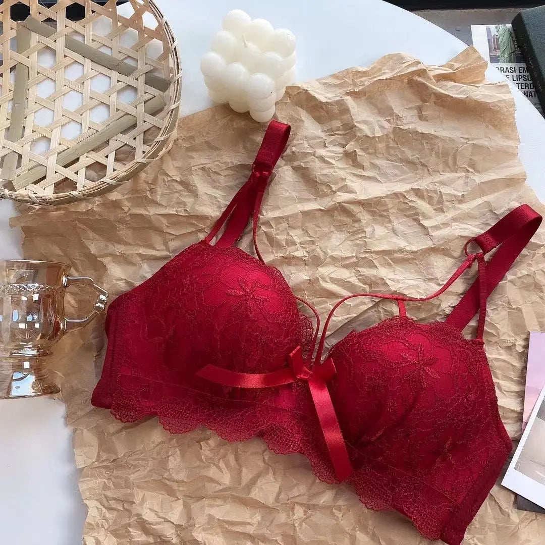 Lace Floral Embroidery Sexy Bra Comfortable Adjustable Women Underwear 3/4 Cup Wireless Girl Brassiere Bralette