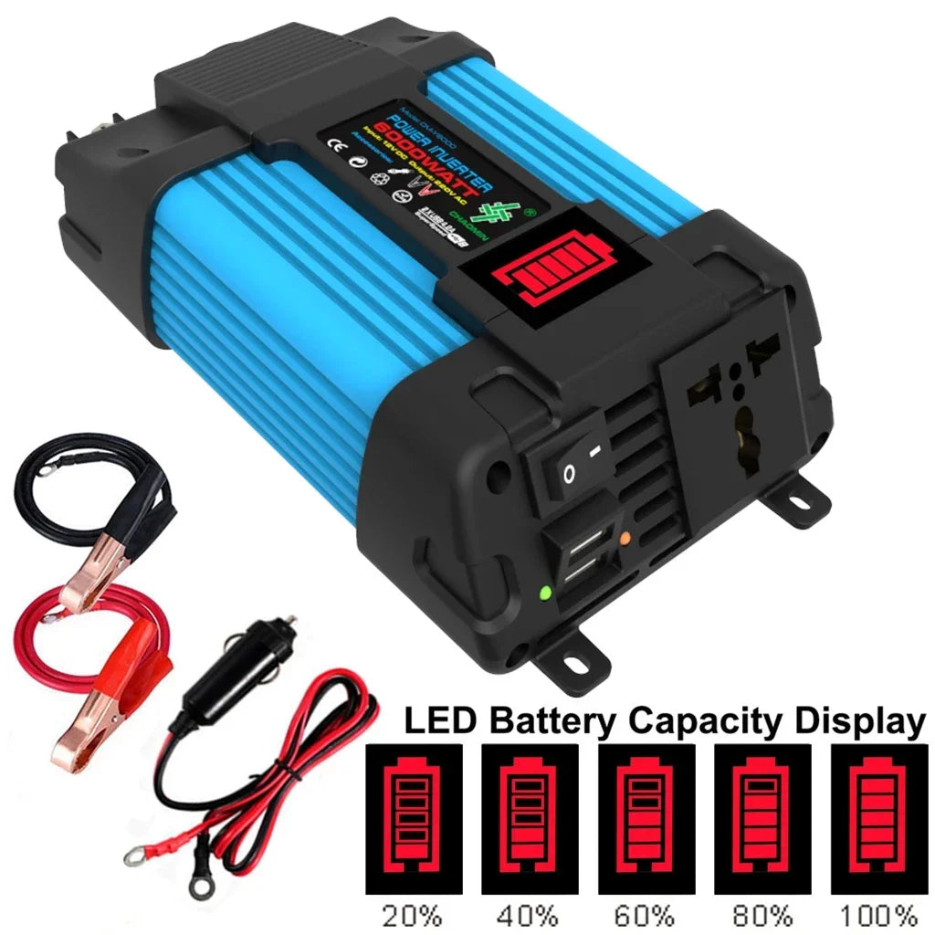 Komplett Solkraftsystem 4000W/6000W – 20W Monokristallin Solpanel + Modifierad Sinusvåg Inverter 110V/220V + 30A PWM-regulator 12V/24V