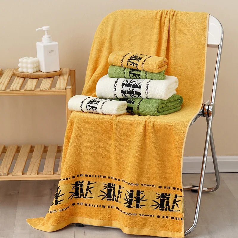 1/2/6pcs Bamboo Fiber Towel Set Luxury Thick Bath Towels & Face Towels for Adults 34x74cm/70x140cm Home Bathroom Accessories