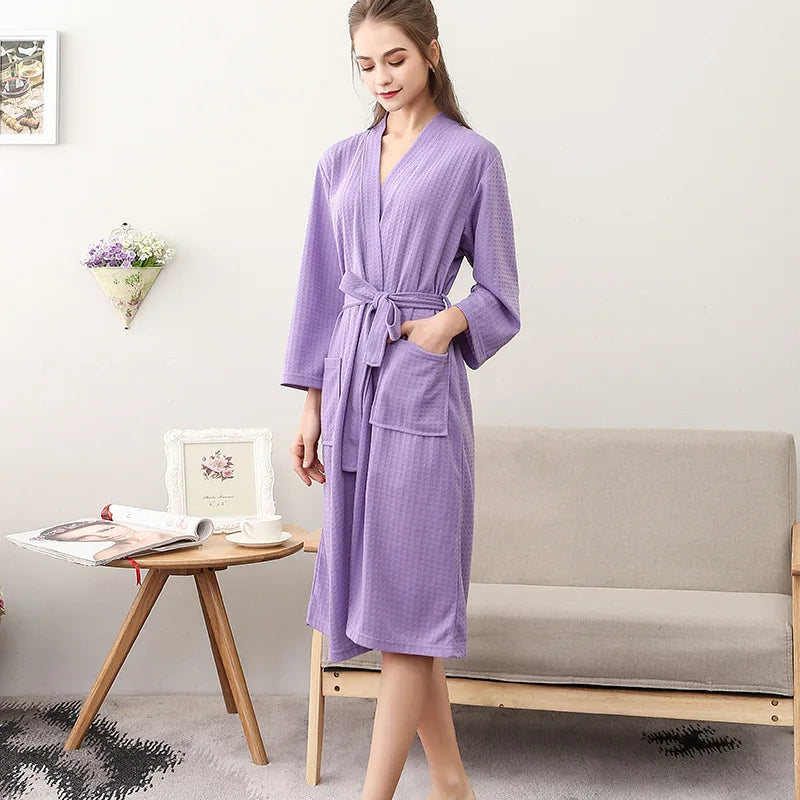 Unisex Kimono Badrock Lång – Lätt Mjuk Sommar & Höst Loungewear, 17 Färger M–3XL