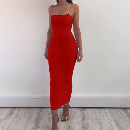 Dam Axelbandsklänning Midi – Sexig Bodycon med Öppen Rygg, Clubwear för Sommar, S–L