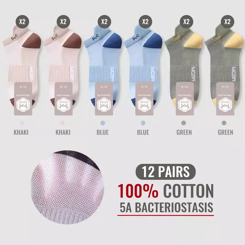 MiiOW Herr Ankelstrumpor 100% Bomull – 6- eller 12-pack, Deodorant, Antibakteriell, Hälskydd