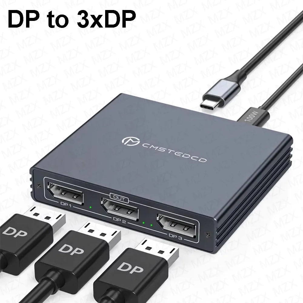 MZX MST-splitter för tre skärmar, DisplayPort eller USB-C