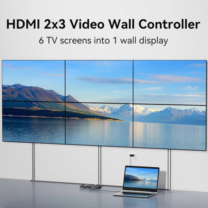 1080P HDMI Video Wall Controller 2x3 1x2 1x4 1x3 2x1 3x1 4x1 Video Screen Stitching Processor Splicer for 6 TV Splicing Display