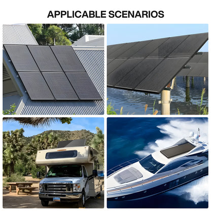 Rvpozwer 400W/200W/100W N-Type 18BB Solar Panel 25% High Efficiency Mono Solar Module Portable Waterproof Ideal for RV Marine Yacht Caravan Camping Off Grid Power Supply