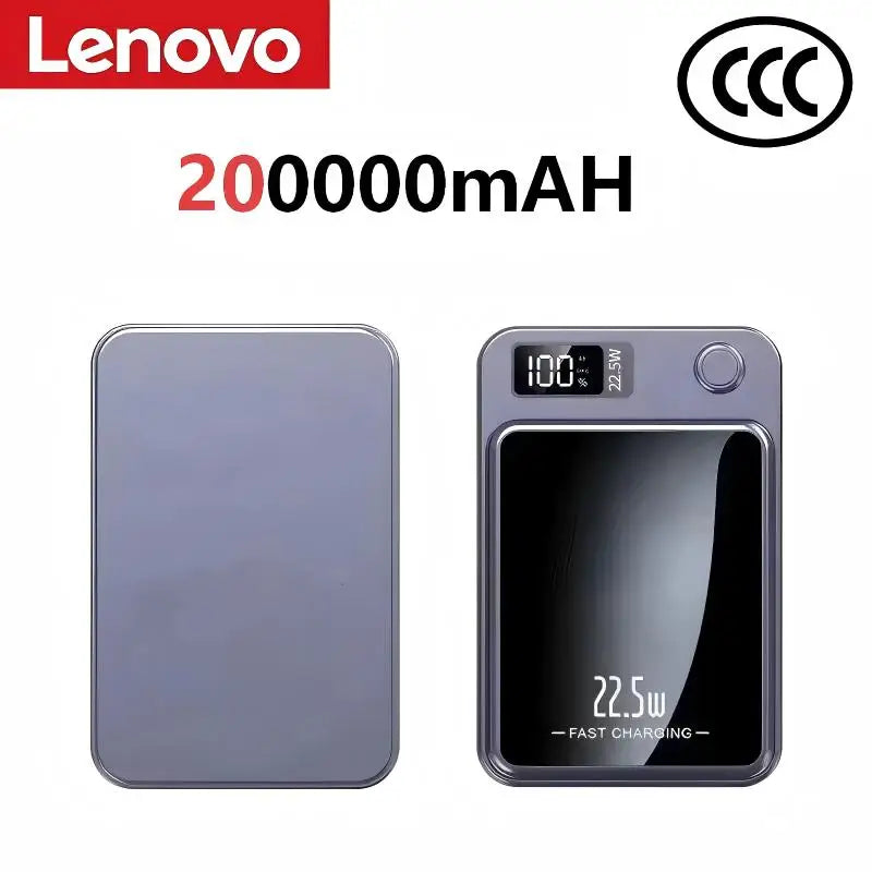Lenovo New 500000mAh Magnetic Wireless Power Bank Super Fast Charging LED Display Digital for MagSafe For iPhone Huawei Xiaomi