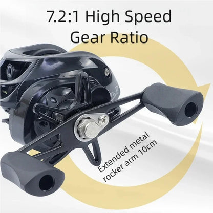 Huidiao Beginner Baitcasting Reel 7.2:1 Easy Casting Fishing Reel 10KG Max Drag 12-Level Magnetic Brake System for New Angler