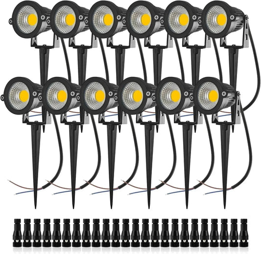 10-pack Lågspännings LED Spotlight Utomhus – 5W eller 10W, DC12–24V, Vattentålig, Trädgård & Gångväg
