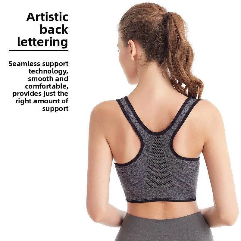 Front Zip Sports Bra High Impact Support Breathable Wire Free Running Yoga Top for Women