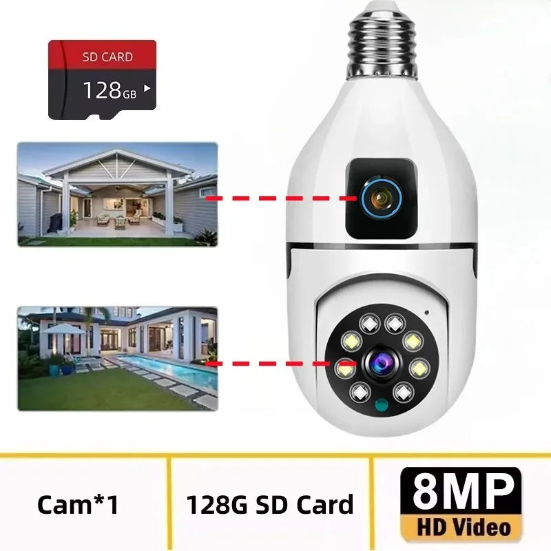 WiFi IP Camera E27 Bulb Cam 8MP Wireless Baby Monitor AI Tracking Security Video Surveillance Pet Cameras 5MP SmartLife Indoor