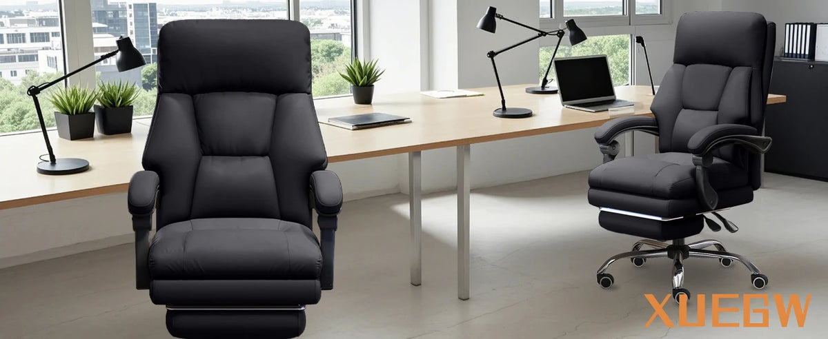 High-Back Ergonomic Office Chair, Swivel with Retractable Footrest, Multi-Position Adjustable Boss Chair