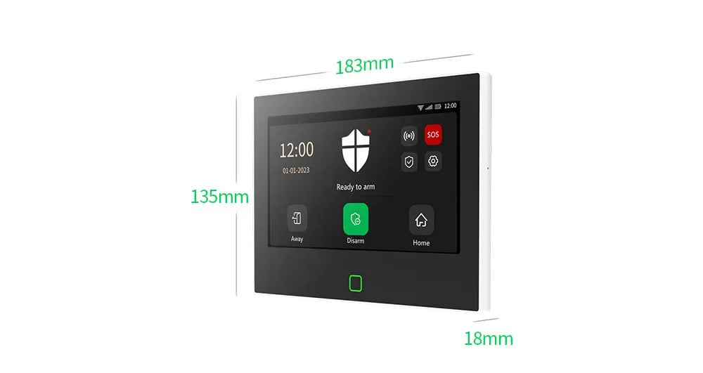Staniot SecPanel 7" 4G WiFi Larmsystem – 5000mAh Batteri 120dB Siren Alexa Google 150 Zoner Tuya App 10 Språk CE RoHS