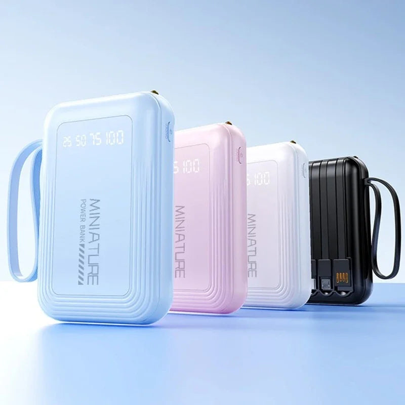 VIVO New 50000mAh Capacity Power Bank Fast Charging Mini 4 Cables Portable External Battery Type C For iPhone Samsung Android