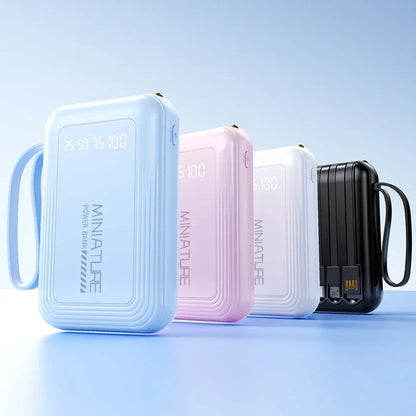 VIVO New 50000mAh Capacity Power Bank Fast Charging Mini 4 Cables Portable External Battery Type C For iPhone Samsung Android
