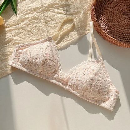 Breathable Sweet Wireless Deep V Bra Shockproof Anti-sagging Underwear for Women Thin Lingerie Lace Push Up Bra Girls