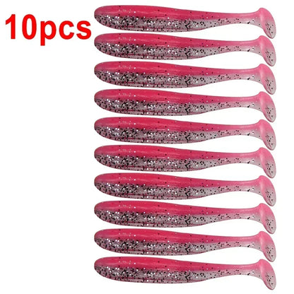 10pcs/Lot Fishing Lure T Tail Worm Soft Bait Jigging Wobblers Tackle Bass Pike Artificial Silicone Swimbait 55mm 70/90mm 120mm