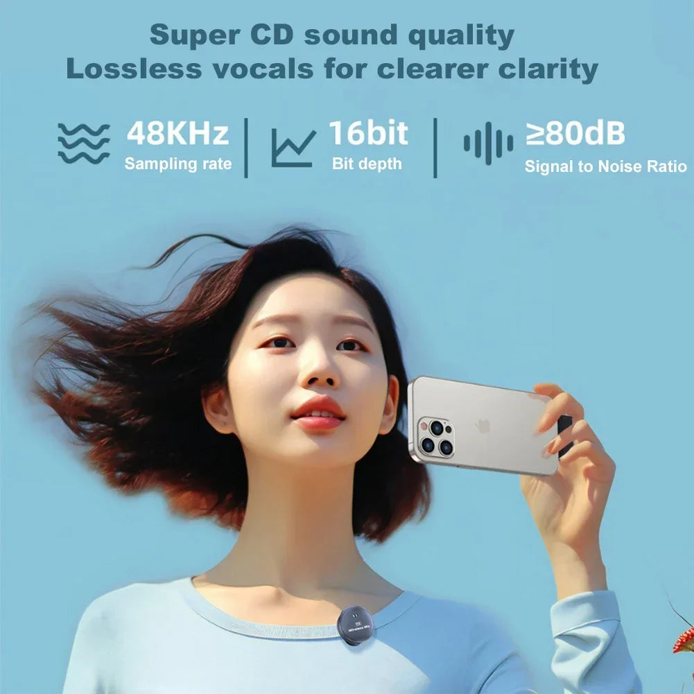 Wireless Magnetic Button Collar Microphone 164ft Range Lapel Mic 40H Battery Lavalier Mic with Charging Case for Video Recording