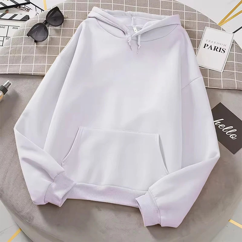 2026 white Hoodies men women Autumn Long Sleeve Pullover Tops Casual Pocket Hoodies Unisex Outer Loose Sport Wear