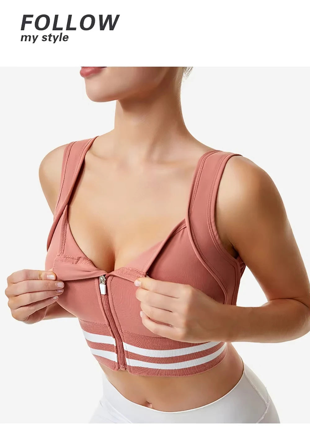 Zipper Front Closure Sports Bra Fitness Crop Tops with Built in Bra Gym Yoga Workout Padded Tank Top Athletic Vest Plus Size