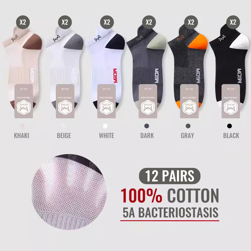MiiOW Herr Ankelstrumpor 100% Bomull – 6- eller 12-pack, Deodorant, Antibakteriell, Hälskydd