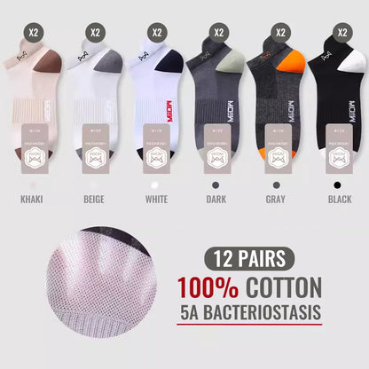 MiiOW Herr Ankelstrumpor 100% Bomull – 6- eller 12-pack, Deodorant, Antibakteriell, Hälskydd