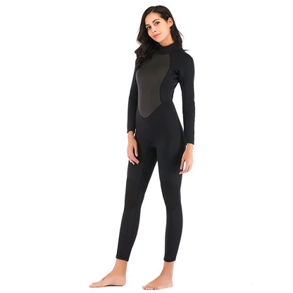 Womens 3mm Neoprene Long Sleeves Wetsuit One-piece Diving Suit Back Zip for Scuba Diving Snorkeling Surfing Swim Spearfishing