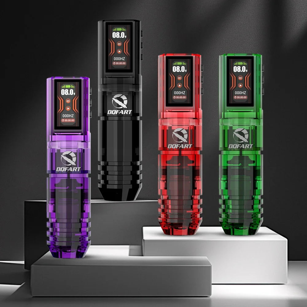 DQFART 1600mAh P2 LED Digital Display Electric Wireless Tattoo Machine Set 12V 6Colors Accessories Body Art Creative Designs