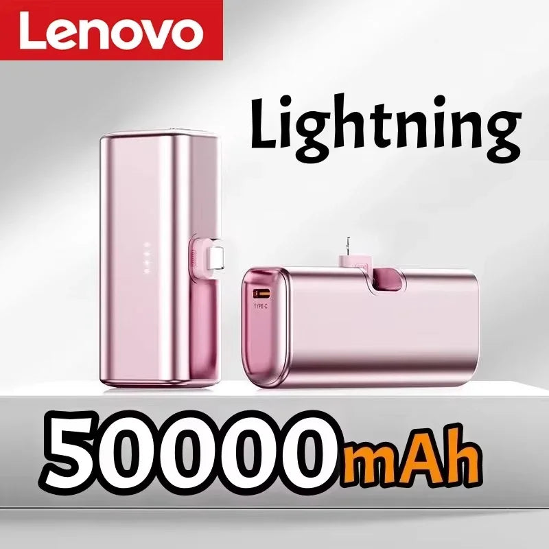 Lenovo 500000mAh Mini Power Bank 225W Fast Charging USB C Portable Charger for iPhone 16 15 Android Phones and Travel Use
