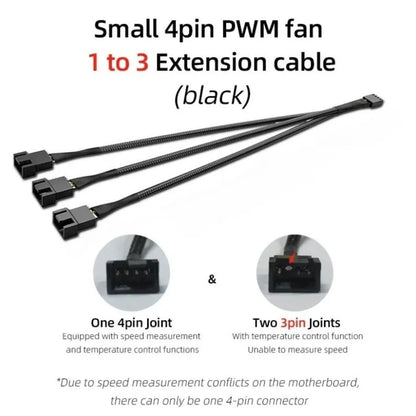 4-pin PWM-fläktsplitter 26 cm – 1 till 1, 2, 3 eller 4