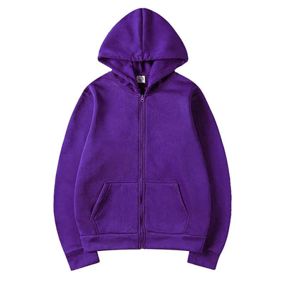 2025New Trendy Sweatshirt Coat Front Pockets Warm Zipper Lamb Wool Jacket Men and Woman Autumn Winter Pure Color Cardigan Hoodie