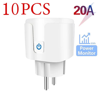 WiFi Smart Plug 16A/20A EU Smart Socket With Power Monitoring Timing Function Works with Tuya Smart Life App Voice Control