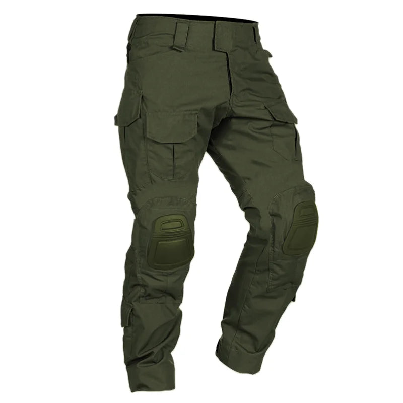 Multicam Tactical Pants +Pads Men Combat Trousers Work Camo Hunting Clothes Multi-pocket Breathable Wear-resisting Cargo Pants